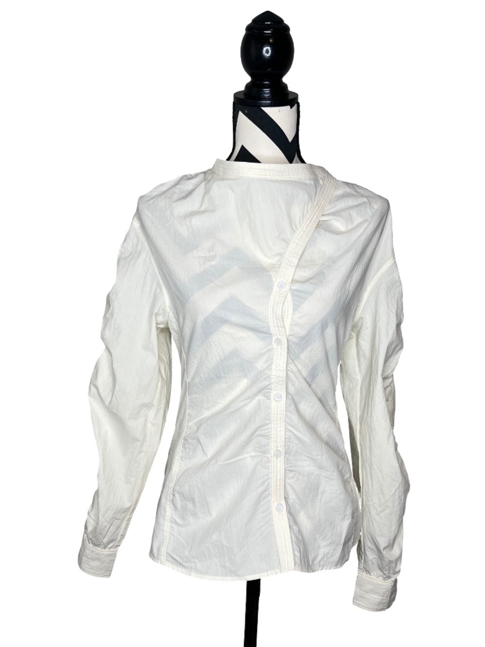 hemi blurr Sz M Asymmetrical Contemporary Button-Down Puff Sleeve Shirt